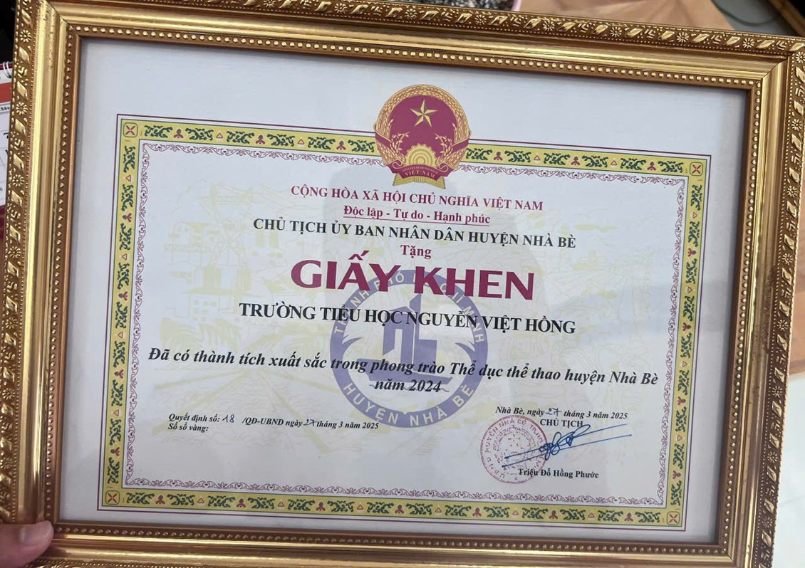Trường Tiểu học Nguyễn Việt Hồng đạt thành tích xuất sắc trong phong trào Thể dục Thể thao huyện Nhà Bè năm 2024